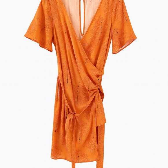 CUPSHE Orange V-Neck Tie Waist Romper – Size S - Picture 4 of 7
